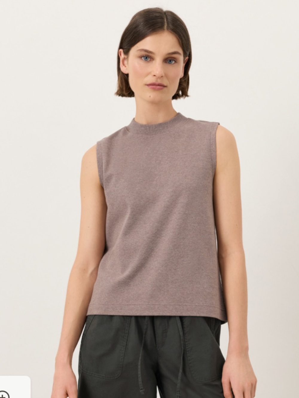 Sleeveless Mock Neck Tank Top in Mauve Taupe